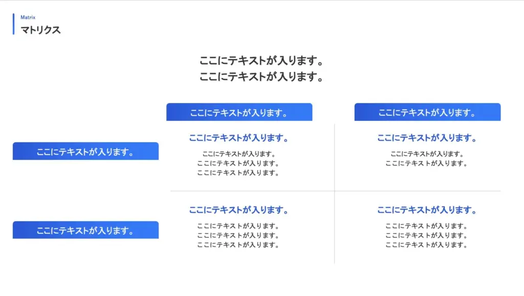 カラーアクセントでわかりやすく強調されたマトリクススライド